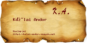 Kálai Andor névjegykártya